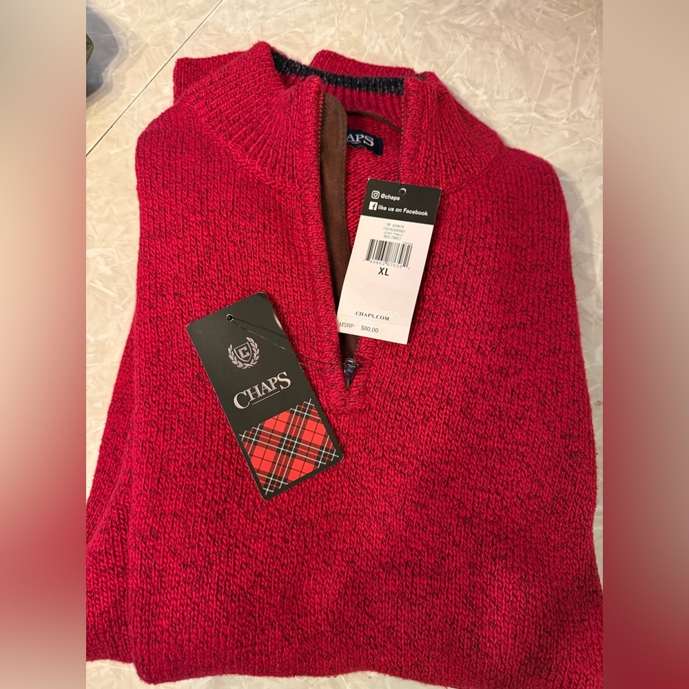 Chaps classic fit zip neck sweater